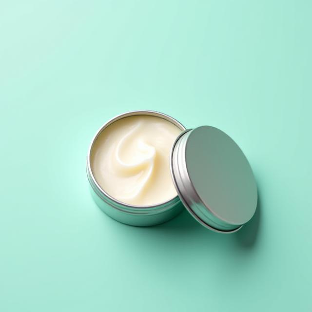 An open tin of creamy peppermint foot balm.